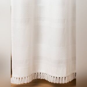 Hearth & Hand Magnolia Shower Curtain Textured Striped White With Fringe